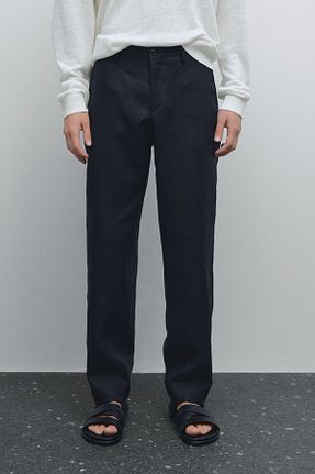 شلوار سرمه ای مردانه کتان Massimo Dutti - کد 881755336