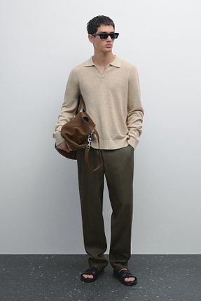 شلوار سبز مردانه کتان Massimo Dutti - کد 881753842