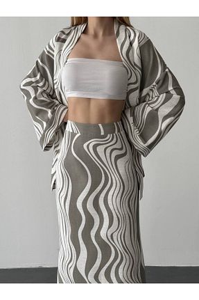 ست بالاتنه و پائین تنه خاکی زنانه اورسایز MOİRA - کد 924383289