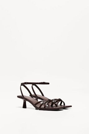 صندل قهوه ای زنانه پاشنه نازک Bershka - کد 924389363