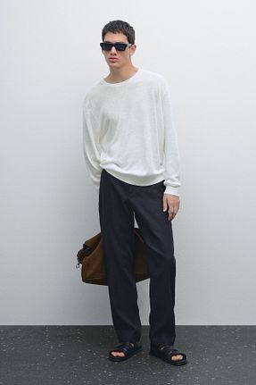 شلوار سرمه ای مردانه کتان Massimo Dutti - کد 881755336
