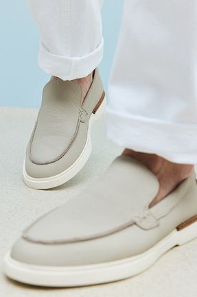 کفش کژوال بژ مردانه چرم خالص Ziya - کد 904916660