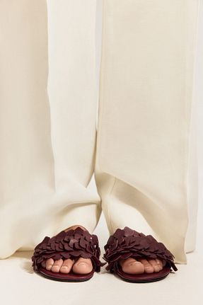 صندل زرشکی زنانه پاشنه تخت H&M - کد 925039882