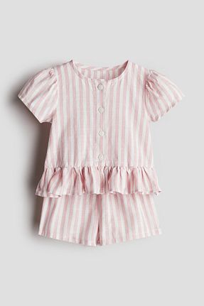ست بالاتنه و پائین تنه صورتی بچه گانه پنبه ای H&M - کد 925038949