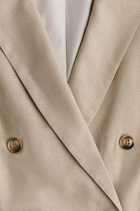 کت بلیزر بژ زنانه مخلوط کتان H&M - کد 925039850