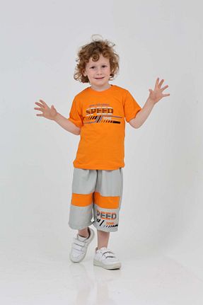 ست بالاتنه و پائین تنه نارنجی بچه گانه بافت relax kids - کد 924977099