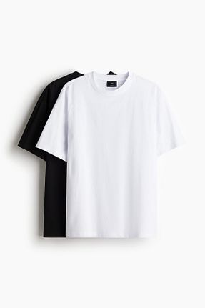 تیشرت سفید مردانه یقه دوچرخه H&M - کد 924397177