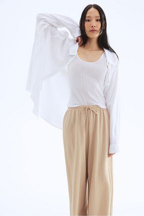 شلوار بژ زنانه کتان H&M - کد 924395916