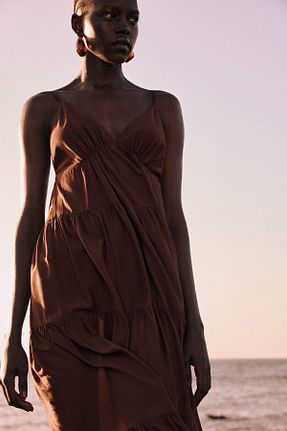 لباس قهوه ای زنانه پلی استر H&M - کد 924396986