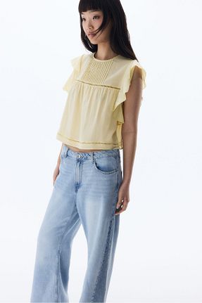 بلوز زرد زنانه ساده H&M - کد 924396251