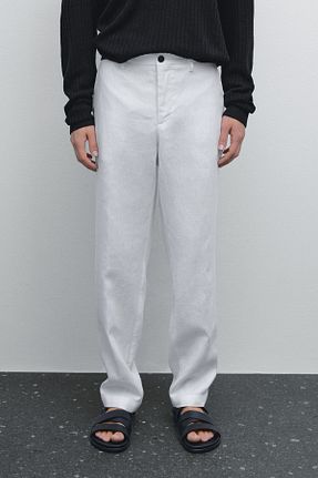 شلوار سفید مردانه کتان Massimo Dutti - کد 881755444