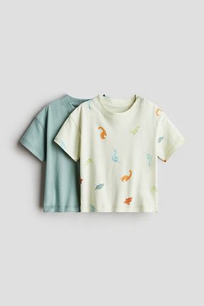 تیشرت سبز بچه گانه یقه دوچرخه H&M - کد 925005308