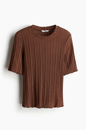 بادی قهوه ای زنانه یقه دوچرخه H&M - کد 924395503