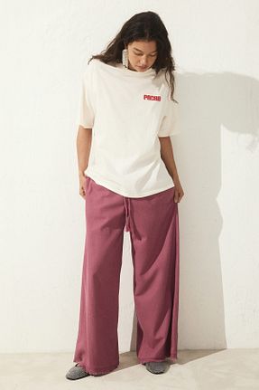 شلوار صورتی زنانه مخلوط کتان H&M - کد 924394884