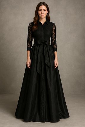 لباس مجلسی و فارغ التحصیلی مشکی زنانه دانتل Runos Collection - کد 923086269