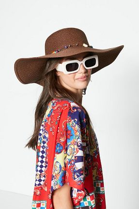 کلاه قهوه ای زنانه حصیر C&CITY - کد 690487023