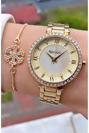 ساعت مچی طلائی زنانه 36-40 میلی متر Ferrucci - کد 924466311