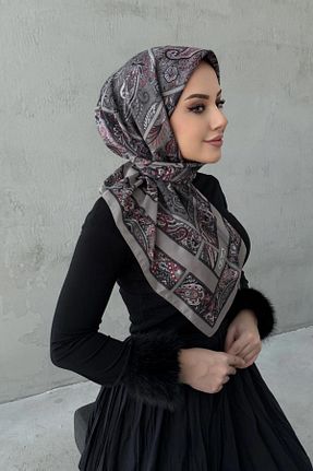 روسری طوسی 100 x 100 Byedauzunlar - کد 924500787