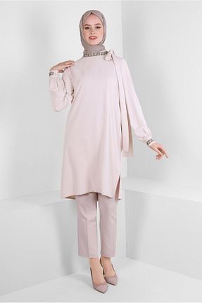 تونیک حجاب بژ زنانه پلی استر Alvina - کد 805942500