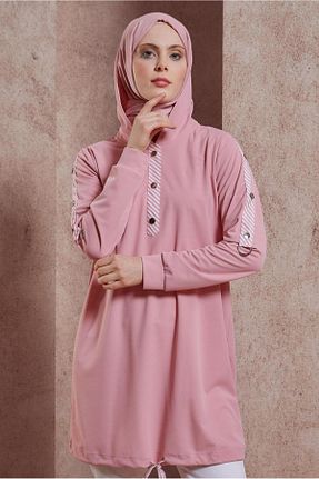 تونیک حجاب صورتی زنانه مخلوط پلی استر Alvina - کد 833409486