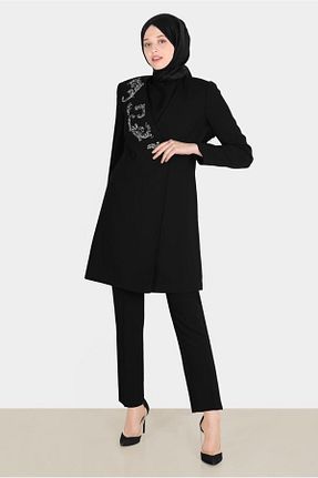 ست بالاتنه و پائین تنه حجاب مشکی زنانه رگولار Alvina - کد 808338100