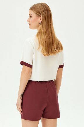 شلوارک و برمودا زرشکی زنانه پنبه ای Allyco - کد 923380101