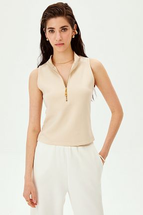 بلوز بژ زنانه ساده Allyco - کد 923386114