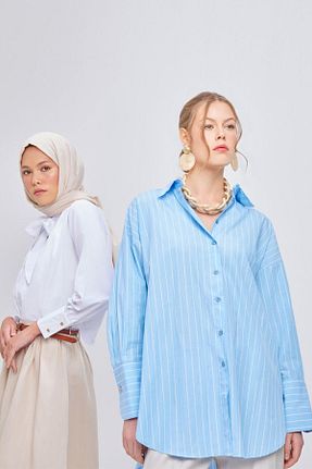 پیراهن حجاب آبی زنانه اورسایز ALLDAY - کد 924509629