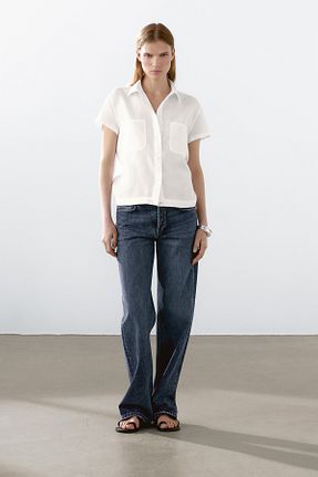 پیراهن سفید زنانه رگولار Massimo Dutti - کد 924528253