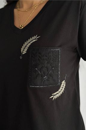 تیشرت مشکی زنانه رگولار FEMELLE - کد 924530755