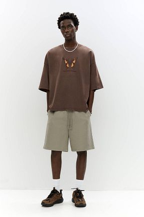 شلوارک و برمودا خاکی مردانه پنبه ای Pull & Bear - کد 924528127