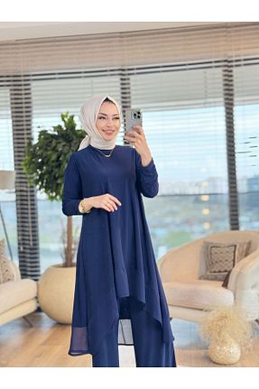 ست بالاتنه و پائین تنه حجاب سرمه ای زنانه رگولار ALANURMODA - کد 924542791