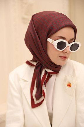 روسری زرشکی پنبه ای Silk Home - کد 924210423