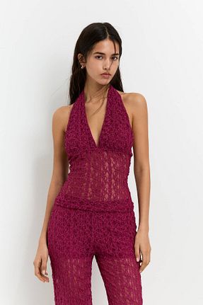 بلوز بنفش زنانه طرح دار Pull & Bear - کد 924559483