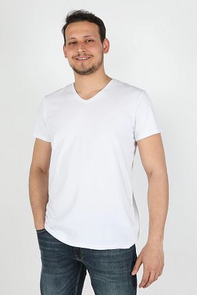 تیشرت سفید مردانه یقه هفت BALİNS - کد 43486195