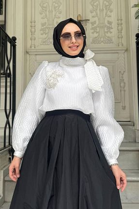 بلوز حجاب سفید زنانه پنبه ای Kayra - کد 924567748
