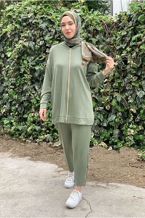 ست گرمکن حجاب سبز زنانه رگولار Moda Rosa - کد 925238609