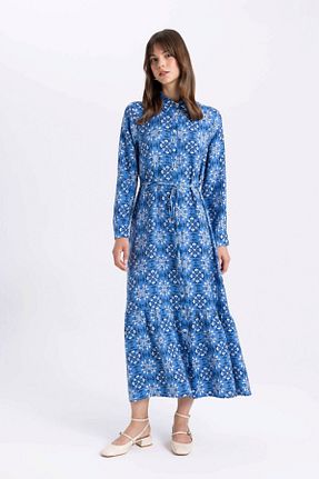 لباس حجاب آبی زنانه لباس پیراهنی Defacto - کد 824802483