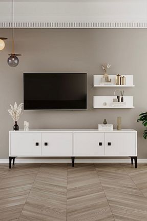 میز و پایه تلویزیون سفید MDF Happylife Furniture Design - کد 900496303
