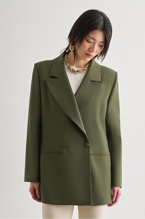 کت خاکی زنانه اورسایز Mizalle - کد 924570971