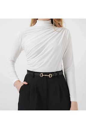بلوز سفید زنانه یقه ایستاده Luva Vogue - کد 924592471
