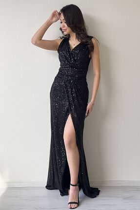 لباس مجلسی سایز بزرگ مشکی زنانه دو سینه zks grup tekstil - کد 924640960