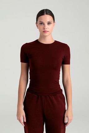 بلوز زرشکی زنانه ساده SHEISMONO - کد 924642891