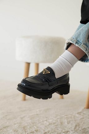 کفش لوفر سرمه ای زنانه چرم خالص öz se shoes - کد 880876064