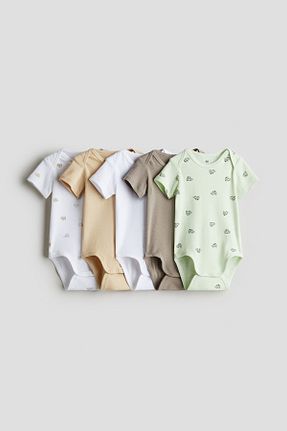 بادی و سرهمی نوزادی سبز بچه گانه پنبه ای H&M - کد 924654033