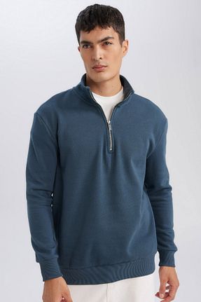 سوئیشرت آبی مردانه ساده Defacto - کد 854589020