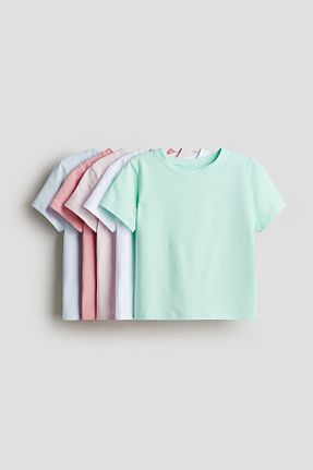 تیشرت رنگی زنانه اسلیم فیت H&M - کد 924654049