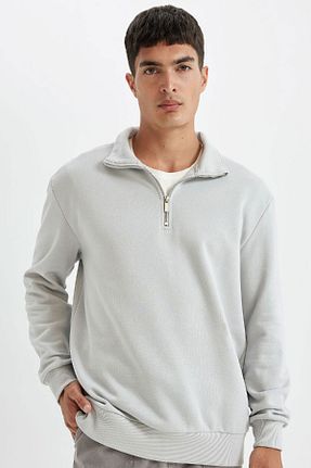 سوئیشرت طوسی مردانه ساده Defacto - کد 850485972