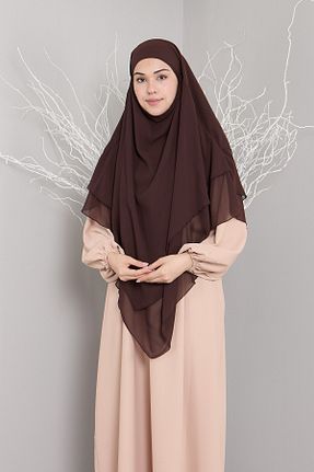 روسری قهوه ای شیفون Mihrisina collection - کد 924660739