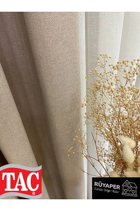 پرده زمینه بژ کتان Taç - کد 921771426